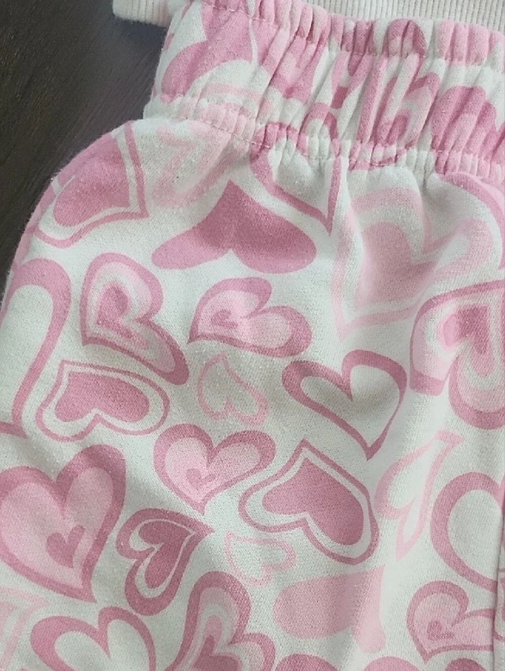 Zara Kids Pink Heart Print Sweatshirt Shorts Set - Soft Short & Top